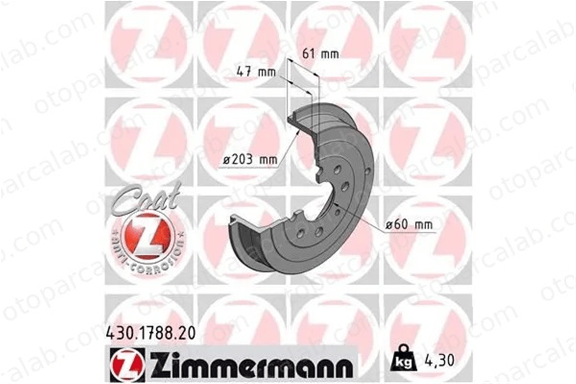 ZIMMERMANN 430.1788.20 Kampana Arka Sağ veya Sol OPEL CORSA D ADAM 55701379 55703042