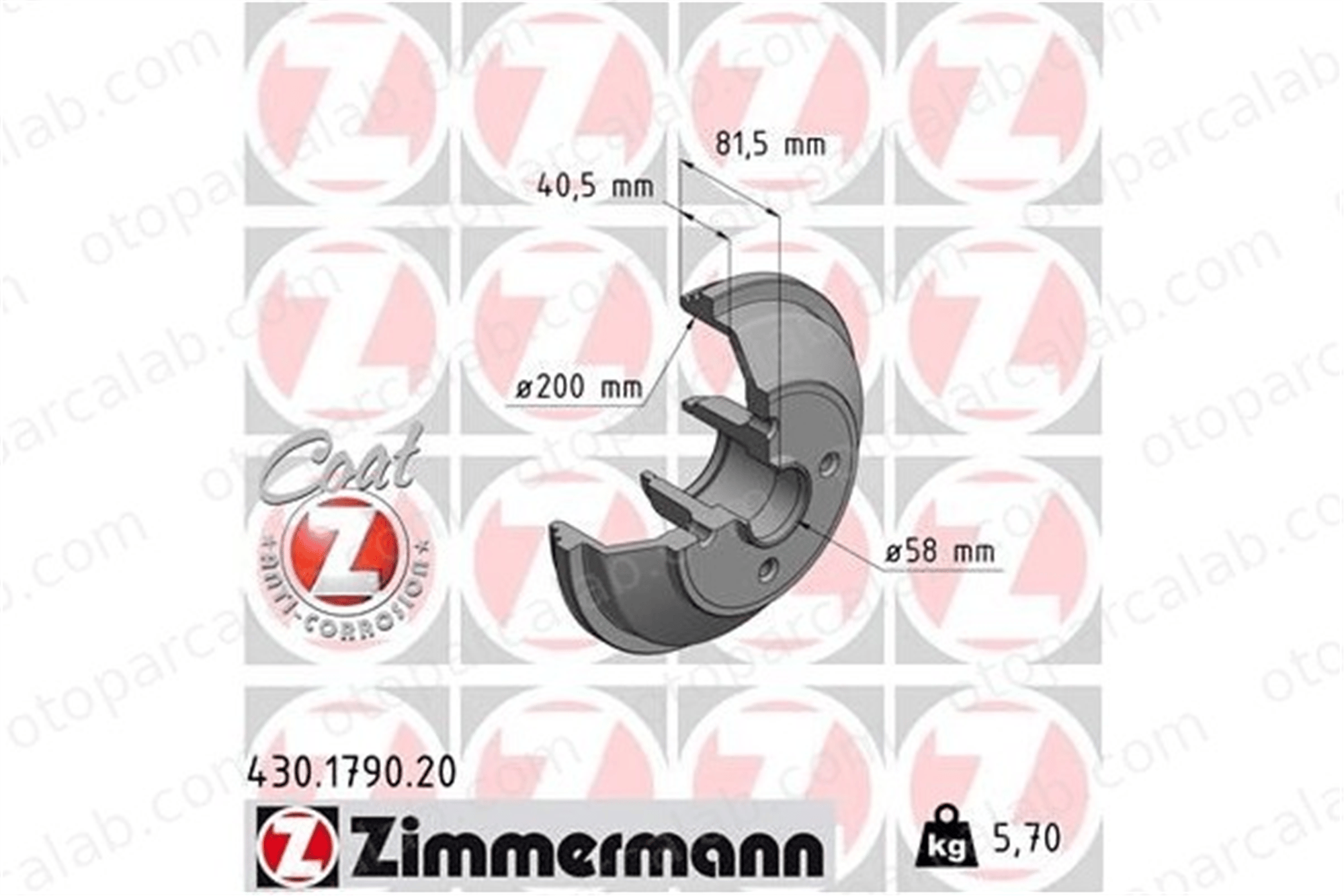 ZIMMERMANN 430.1790.20 Fren Disk Ayna Ön Sağ ve Sol OPEL AGILA 93193100 4708277