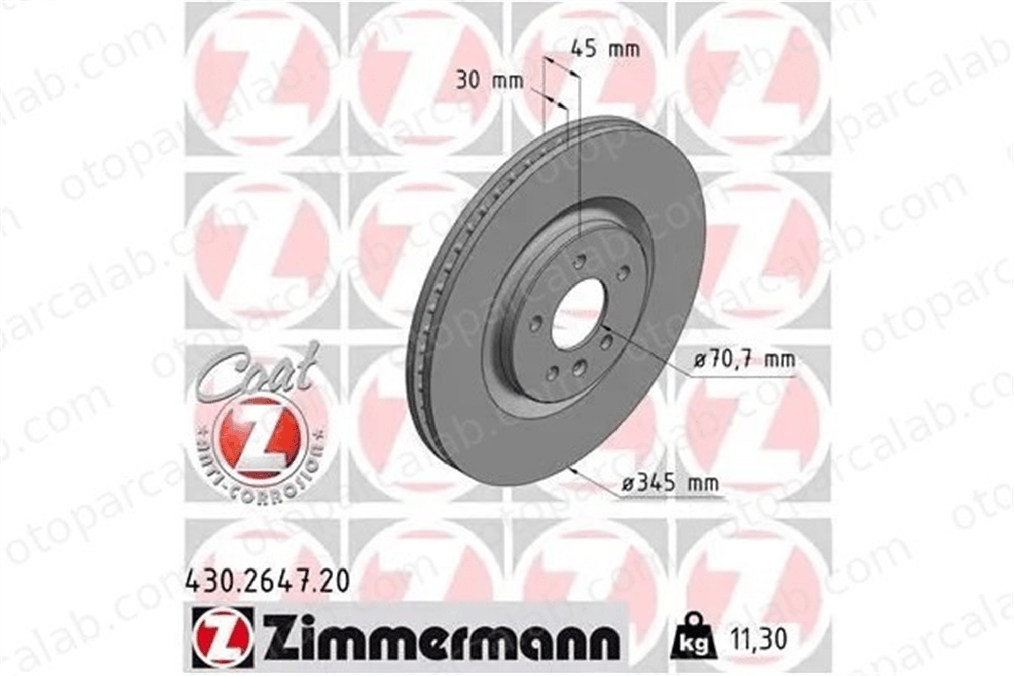 ZIMMERMANN 430.2647.20 Fren Disk Ayna Ön Sağ ve Sol OPEL INSIGNIA B Country Tourer INSIGNIA B Grand Sport 13521006 13598063