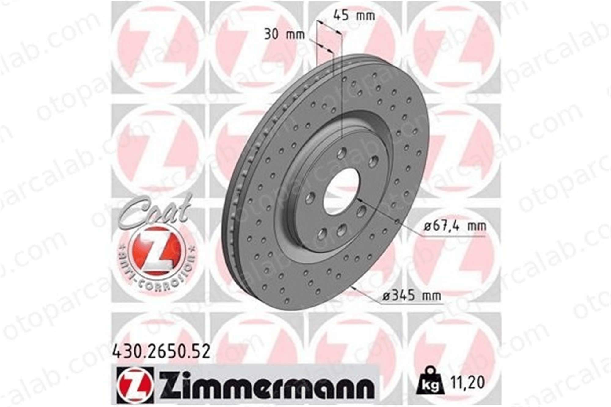 ZIMMERMANN 430.2650.52 Fren Disk Ayna Ön Sağ ve Sol OPEL INSIGNIA B Grand Sport INSIGNIA B Sports Tourer 13598064