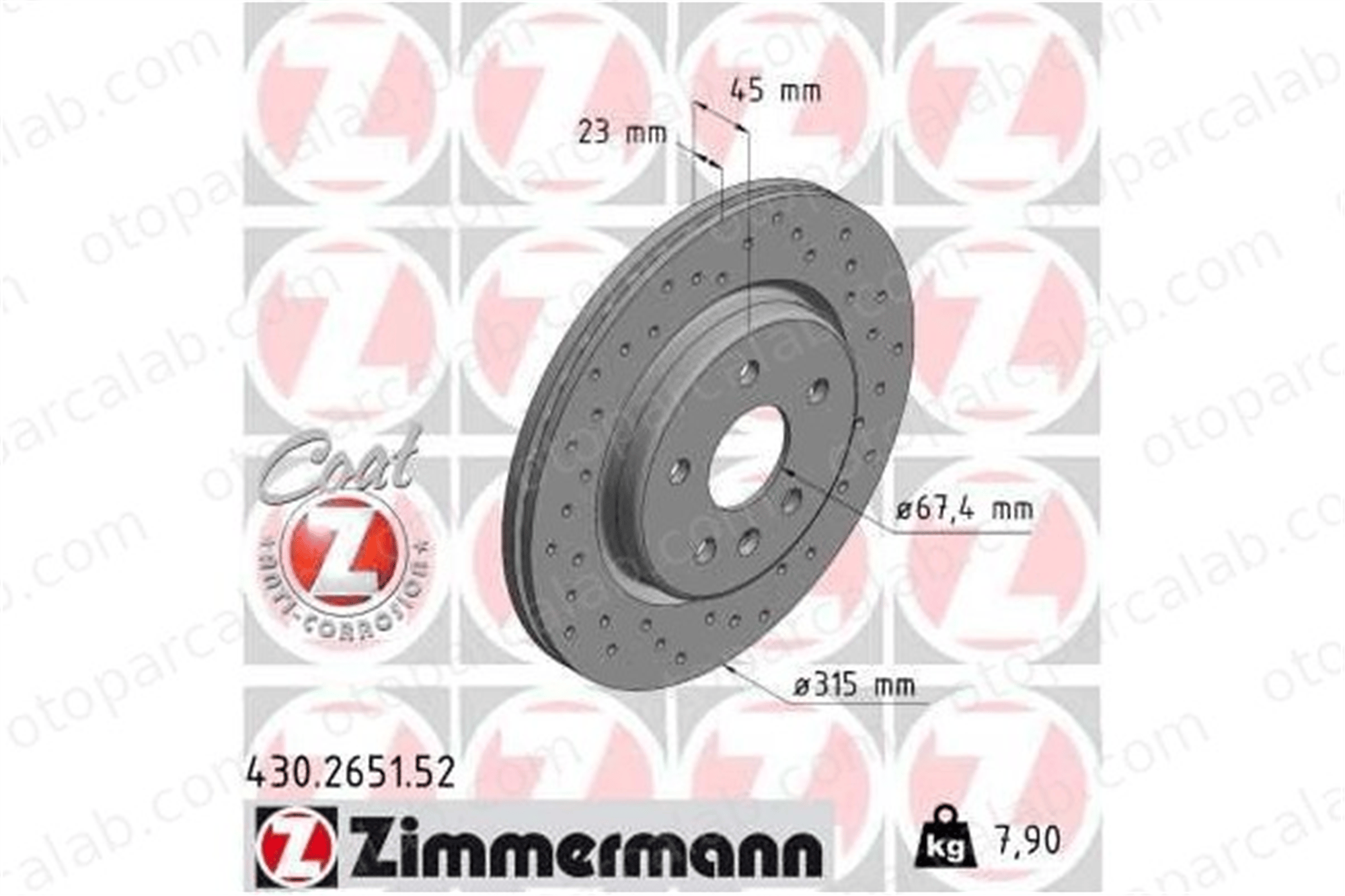 ZIMMERMANN 430.2651.52 Fren Disk Ayna Arka Sağ ve Sol OPEL INSIGNIA B Grand Sport INSIGNIA B Sports Tourer 13595818