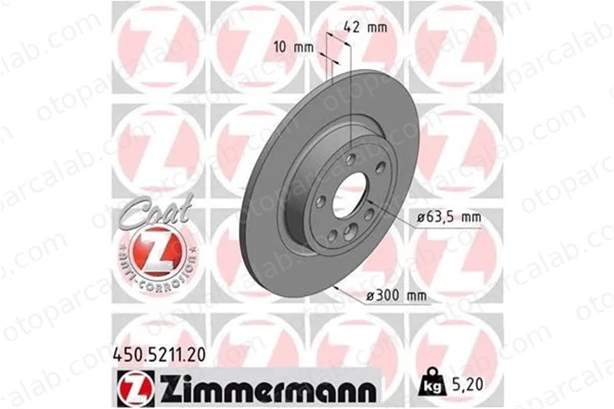 ZIMMERMANN 450.5211.20 Fren Disk Ayna Arka Sağ ve Sol JAGUAR E-PACE XF SPORTBRAKE T4N1742 LR061388