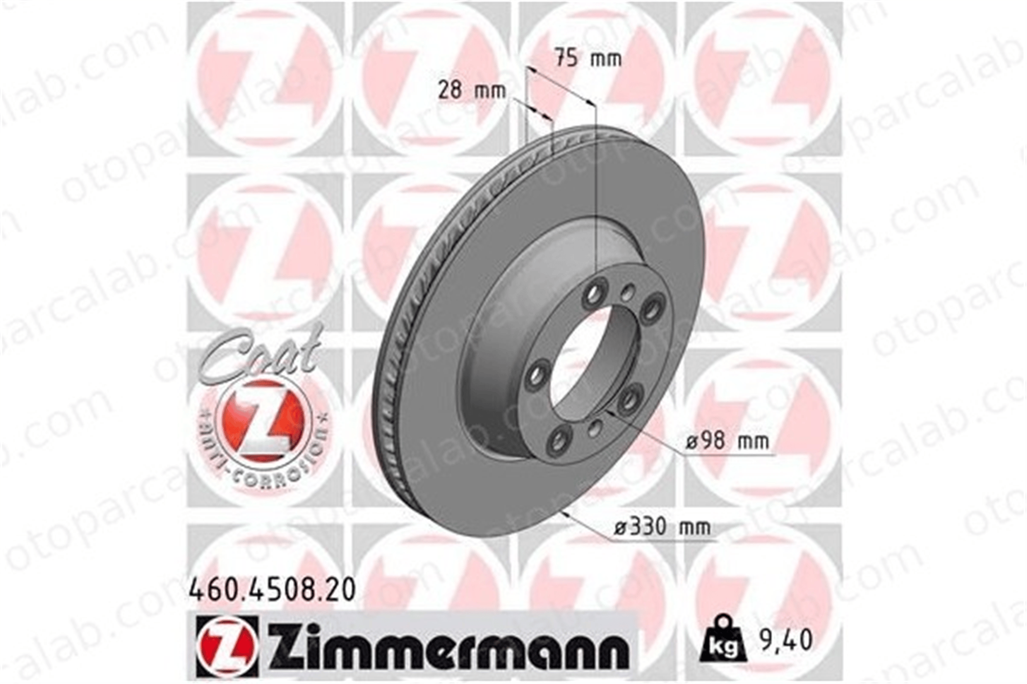 ZIMMERMANN 460.4508.20 Fren Disk Ayna Arka Sağ ve Sol PORSCHE PANAMERA PANAMERA Sport Turismo 971615601F