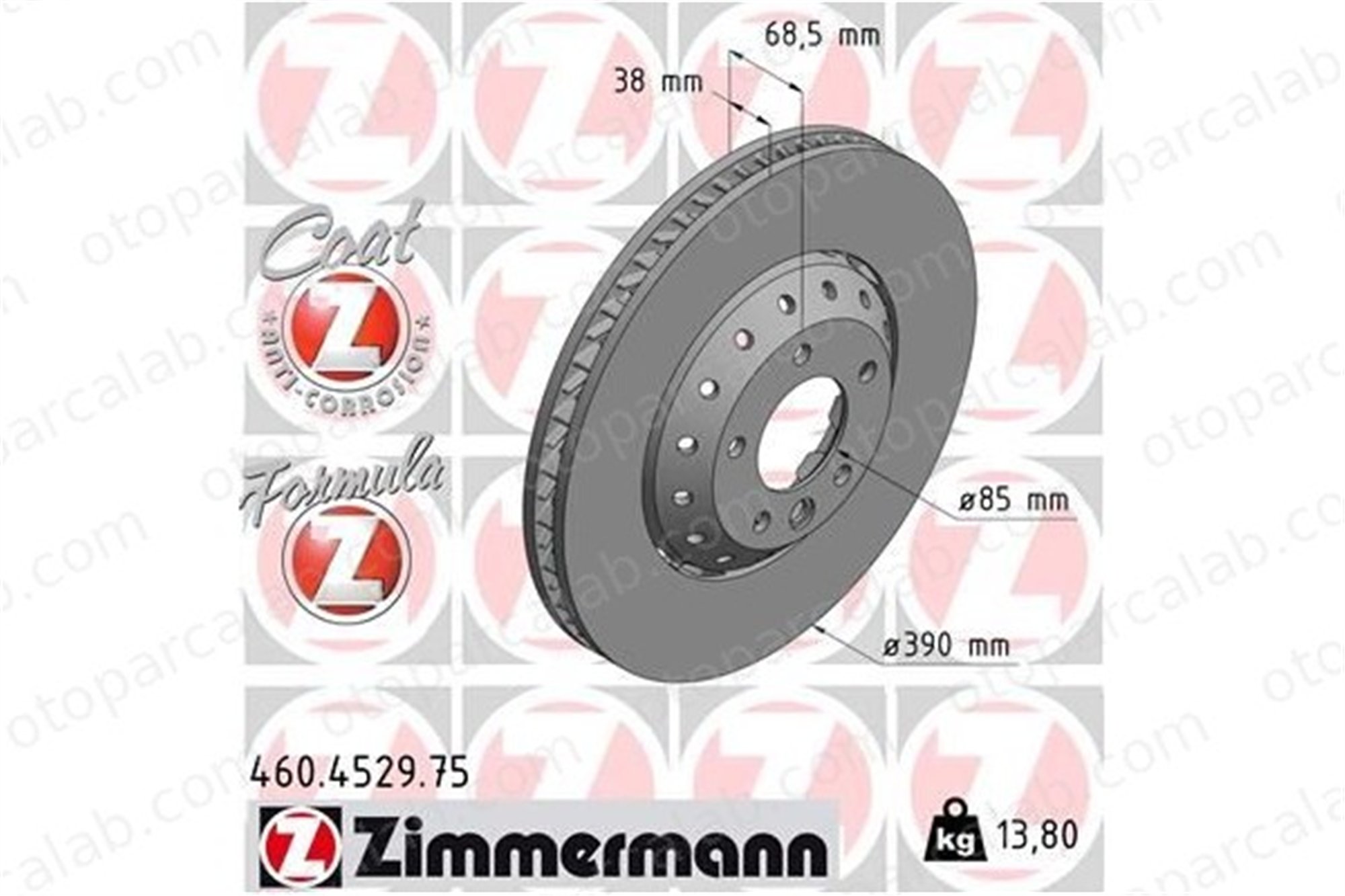 ZIMMERMANN 460.4529.75 Fren Disk Ayna Ön Sağ ve Sol PORSCHE CAYENNE 95835140450