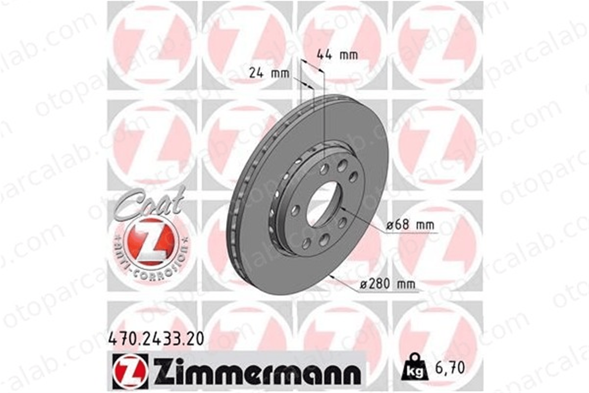 ZIMMERMANN 470.2433.20 Fren Disk Ayna Ön Sağ ve Sol DACIA DUSTER RENAULT MEGANE III Hatchback 402067902R 402060010R