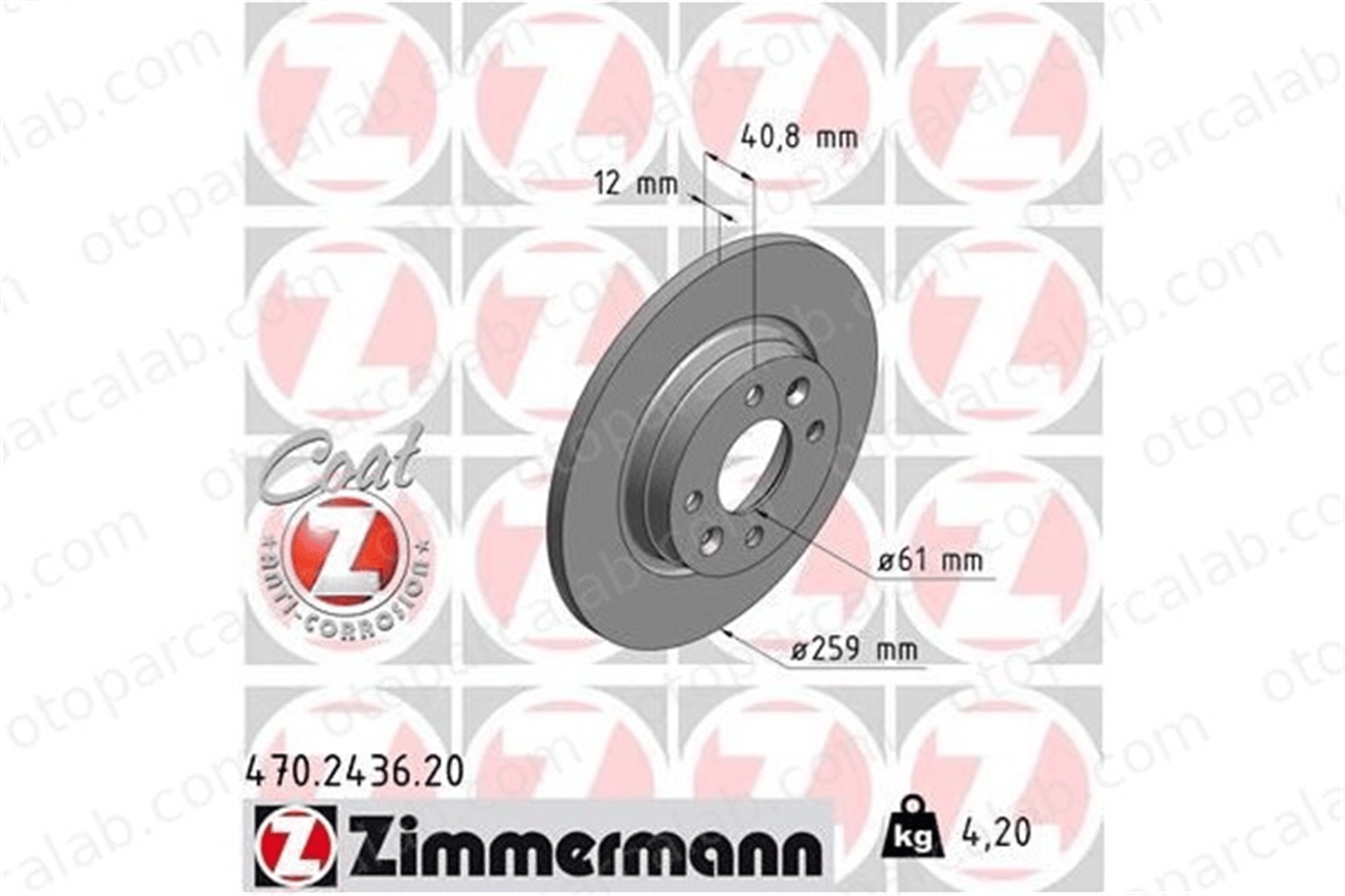 ZIMMERMANN 470.2436.20 Fren Disk Ayna Ön Sağ ve Sol DACIA SANDERO LOGAN 402065345R 7701208252