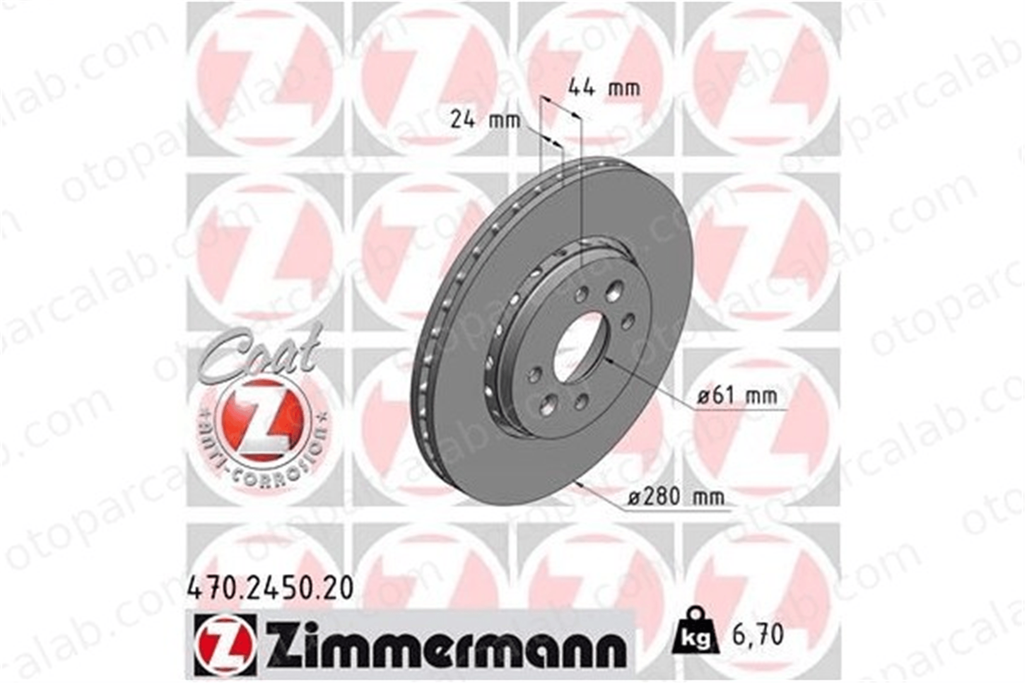 ZIMMERMANN 470.2450.20 Fren Disk Ayna Ön Sağ ve Sol DACIA LODGY DOKKER Express Kasa/büyük limuzin 402068053R 7701205230