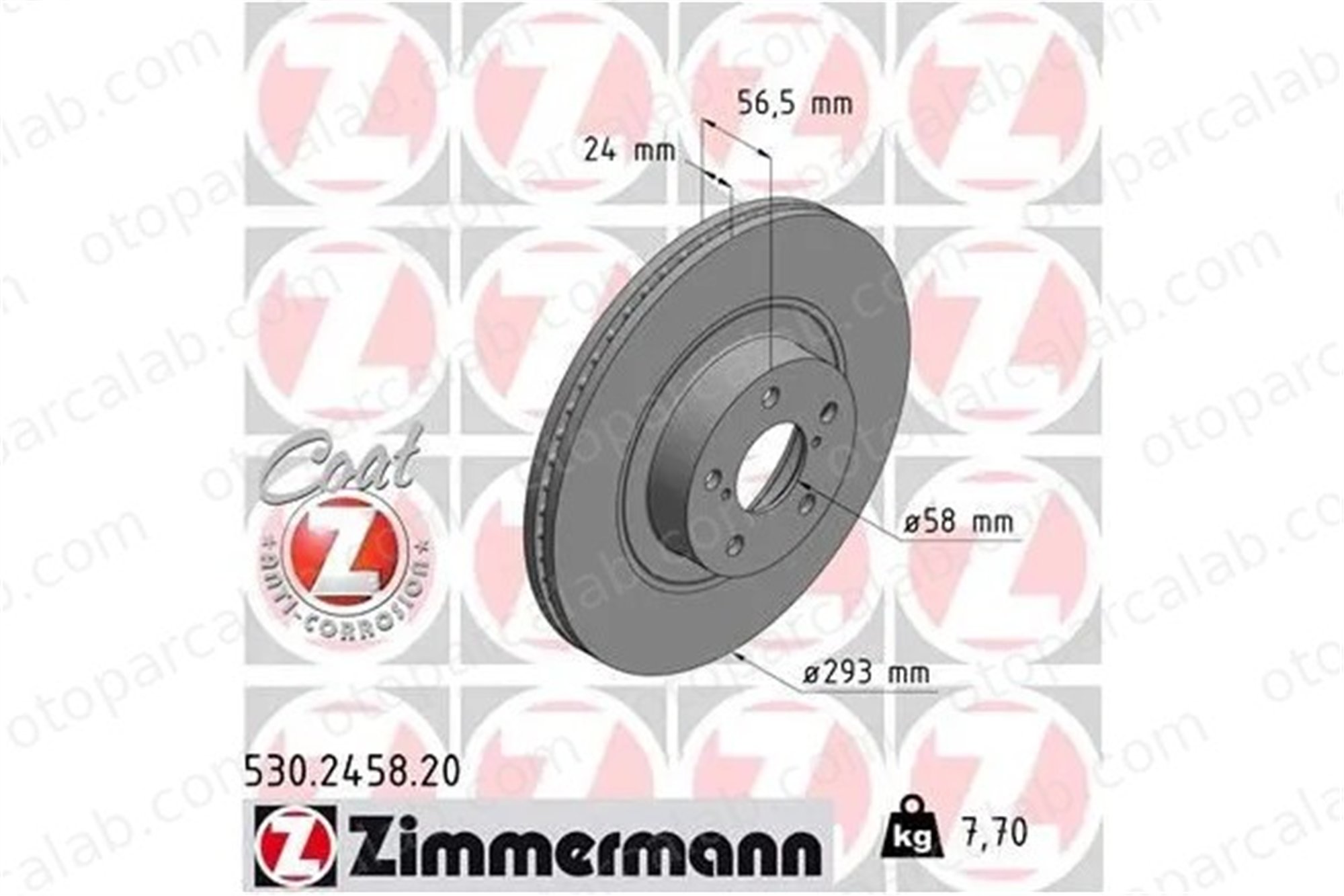 ZIMMERMANN 530.2458.20 Fren Disk Ayna Ön Sağ ve Sol SUBARU FORESTER OUTBACK 26300SA000 26300AC040