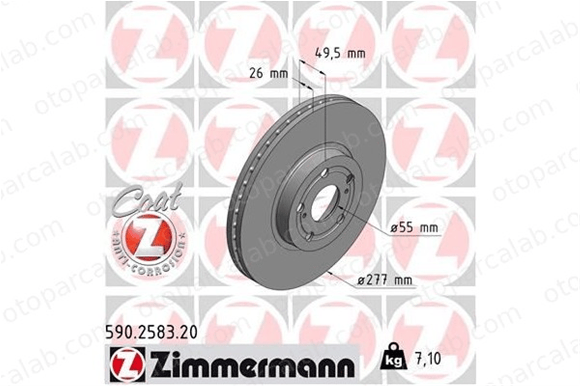 ZIMMERMANN 590.2583.20 Fren Disk Ayna Ön Sağ ve Sol TOYOTA AVENSIS AVENSIS Sedan 4351205040