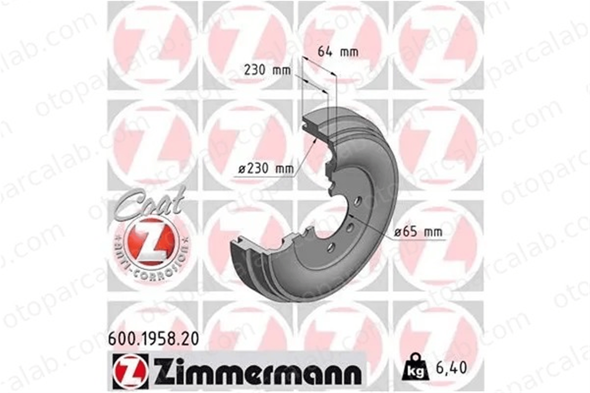 ZIMMERMANN 600.1958.20 Kampana Arka Sağ veya Sol VW GOLF II GOLF III 191609617A