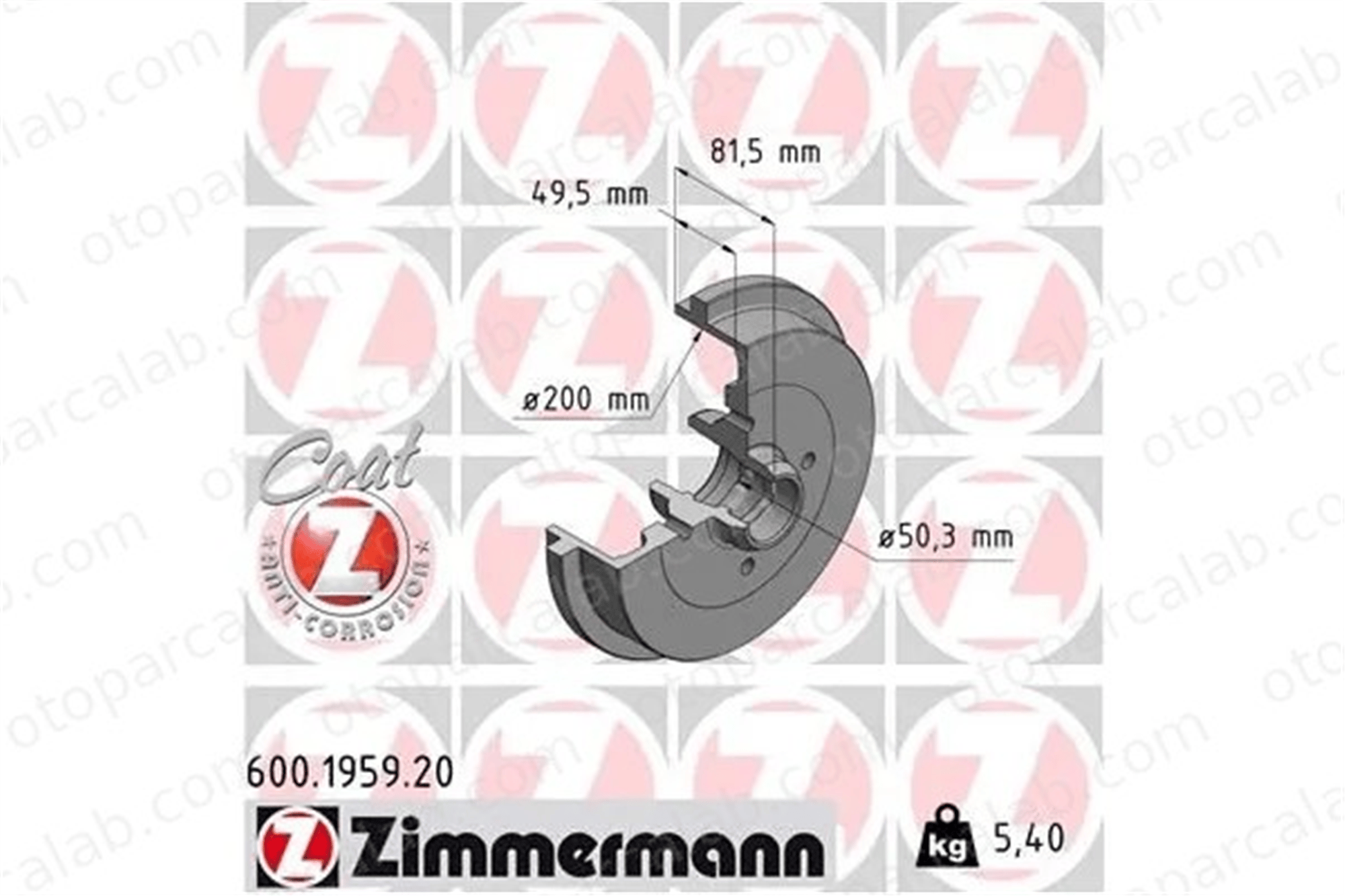 ZIMMERMANN 600.1959.20 Kampana Arka Sağ veya Sol VW PASSAT B2 SEAT CORDOBA 1H0501615A 115330192