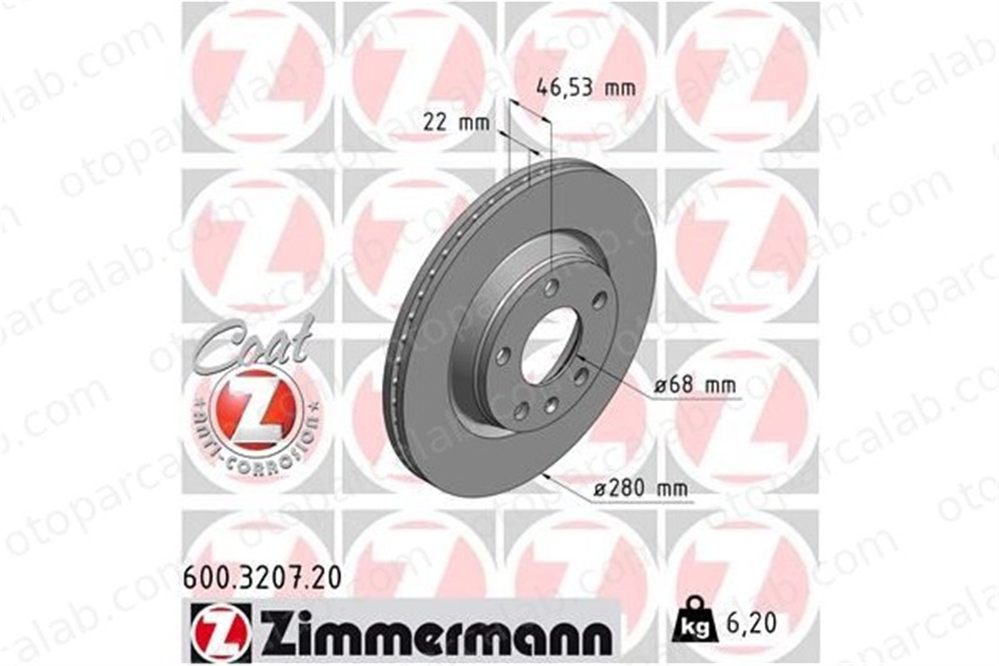 ZIMMERMANN 600.3207.20 Fren Disk Ayna Ön Sağ ve Sol AUDI A4 B7 A4 B7 Avant 8E0615301B 8E0615301P