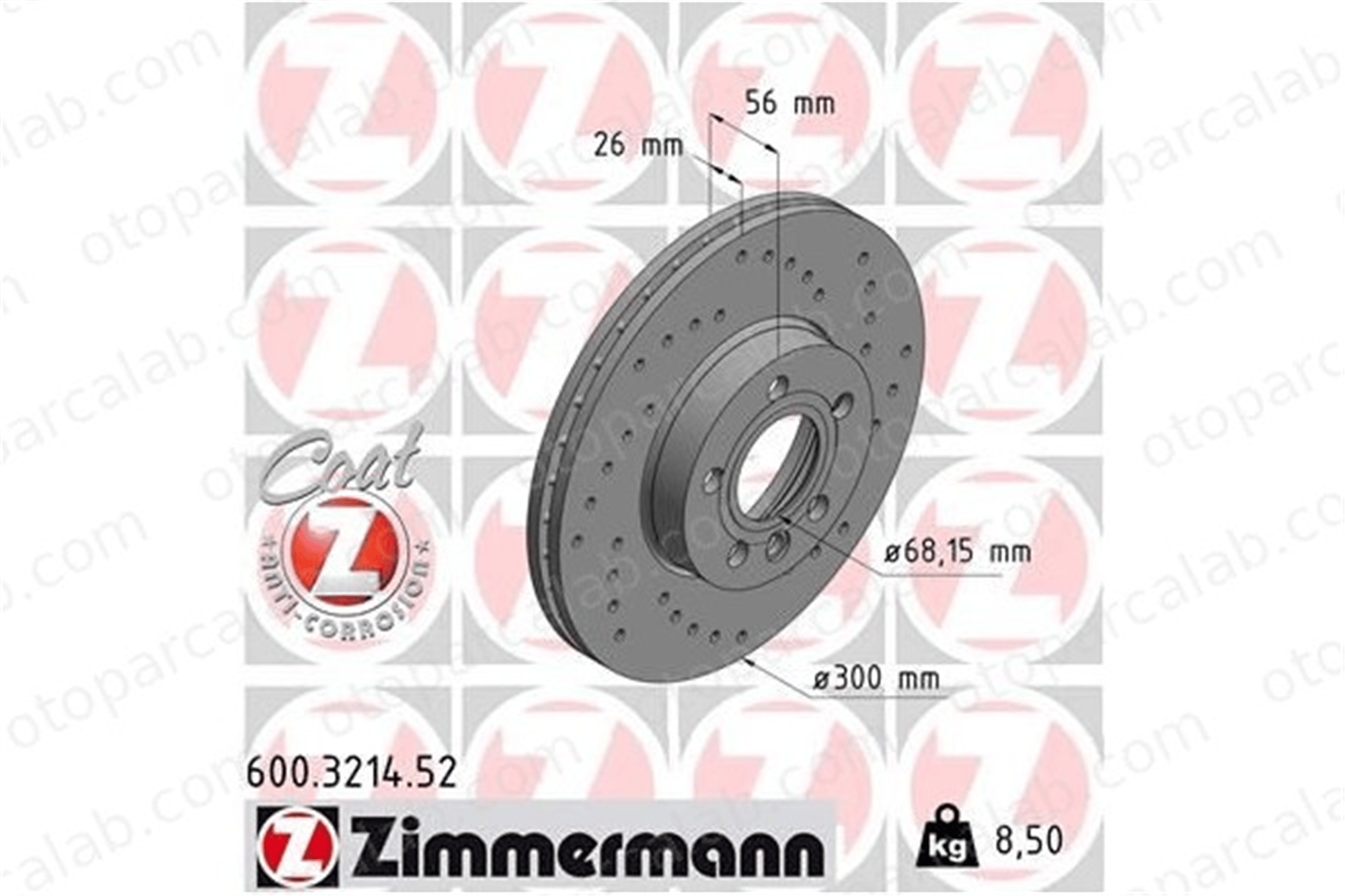 ZIMMERMANN 600.3214.52 Fren Disk Ayna Ön Sağ ve Sol VW TRANSPORTER T4 Panelvan/Van TRANSPORTER T4 Minibüs/Otobüs 7D0615301 7D0615301B