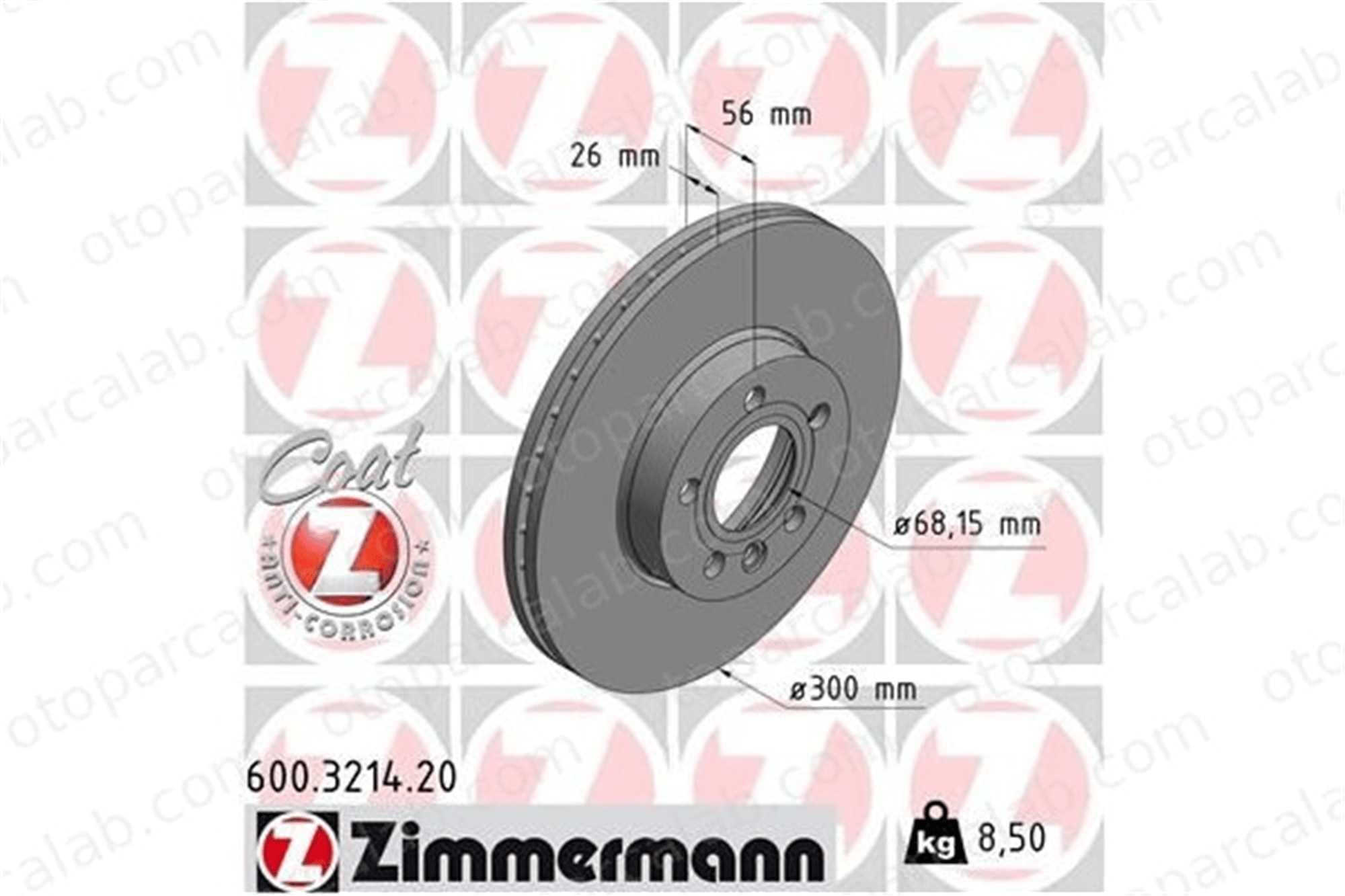 ZIMMERMANN 600.3214.20 Fren Disk Ayna Ön Sağ ve Sol VW TRANSPORTER T4 Panelvan/Van TRANSPORTER T4 Minibüs/Otobüs 7D0615301 7D0615301B