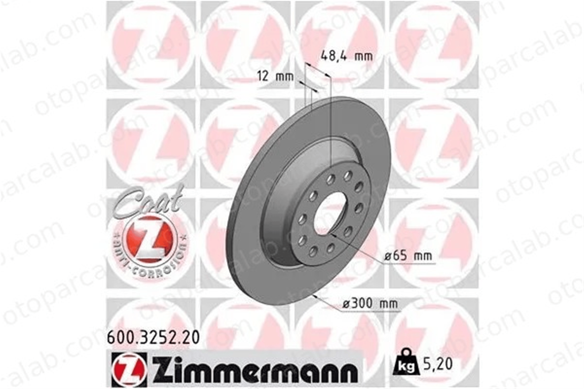 ZIMMERMANN 600.3252.20 Fren Disk Ayna Arka Sağ ve Sol VW PASSAT B8 PASSAT B8 Variant 3Q0615601 3Q0615601A