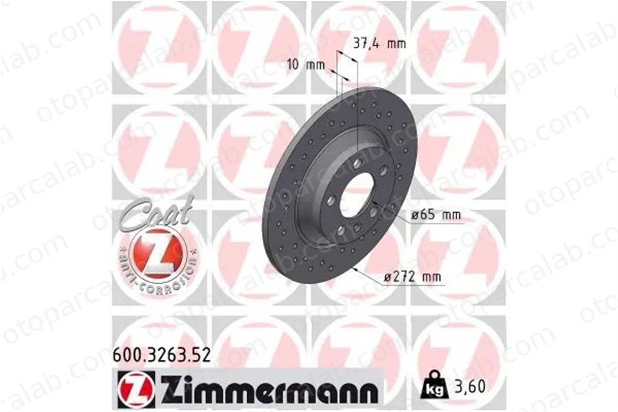 ZIMMERMANN 600.3263.52 Fren Disk Ayna Arka Sağ ve Sol VW POLO VI AUDI A1 City Carver 2Q0615601G