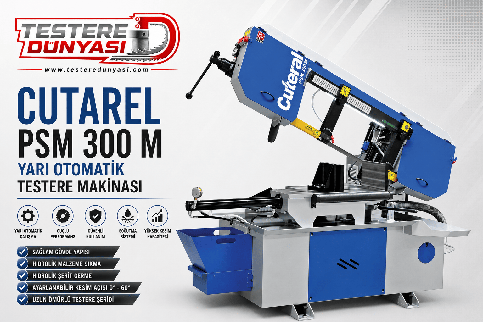 CUTERAL PSM 300 M YARI OTOMATİK ŞERİT TESTERE MAKİNASI