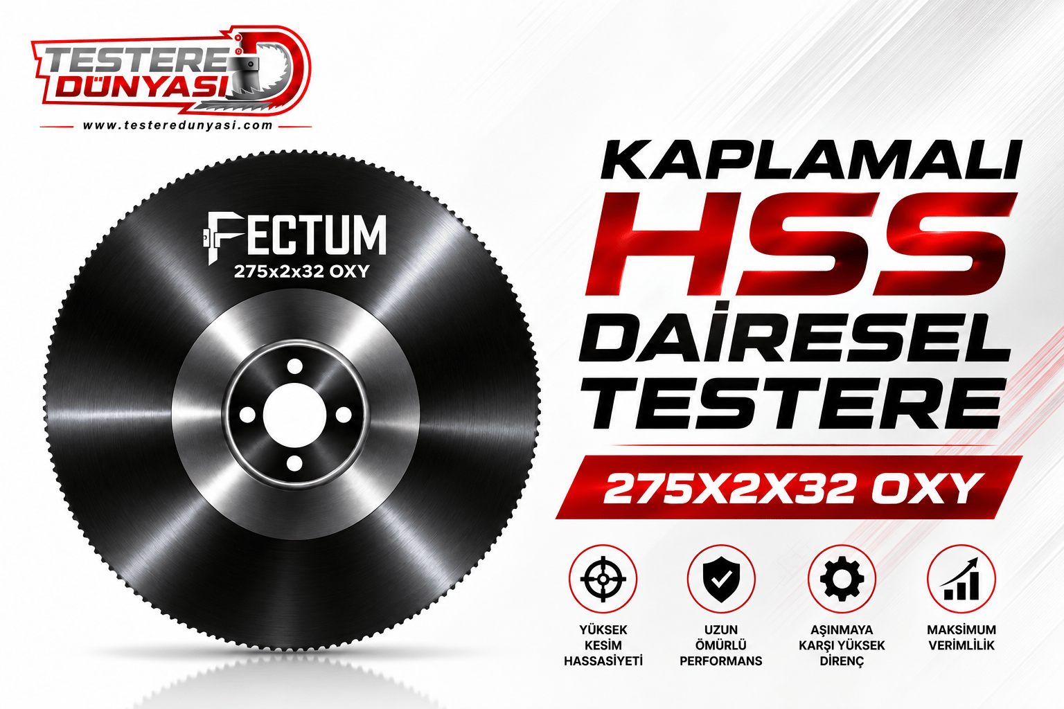 FECTUM KAPLAMALI HSS DAİRE TESTERE 275x2x32 OXY