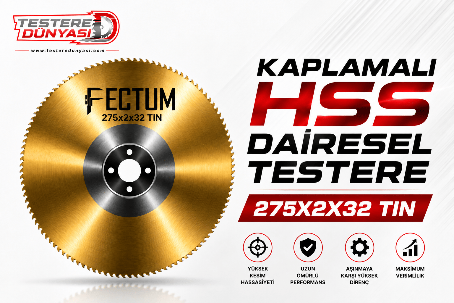 FECTUM KAPLAMALI HSS DAİRE TESTERE 275x2x32 TİN