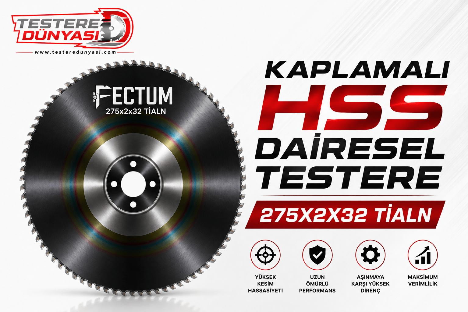 FECTUM KAPLAMALI HSS DAİRE TESTERE 275x2x32 TİALN