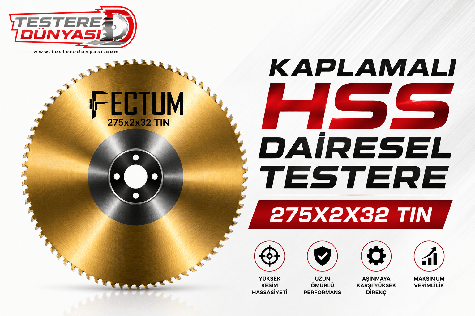 FECTUM KAPLAMALI HSS DAİRE TESTERE 275x2x32 TİN