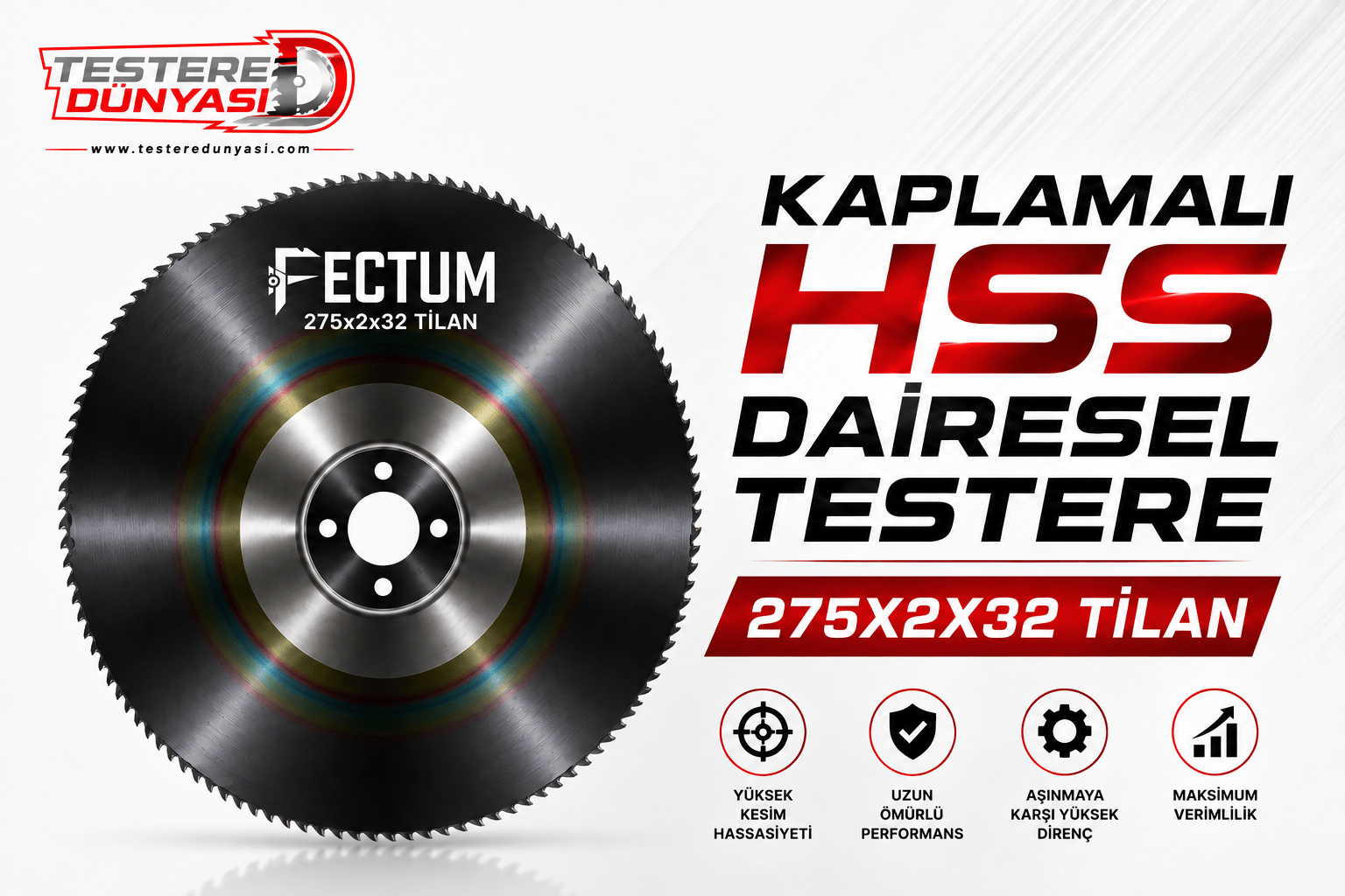 FECTUM KAPLAMALI HSS DAİRE TESTERE 275x2x32 TİALN