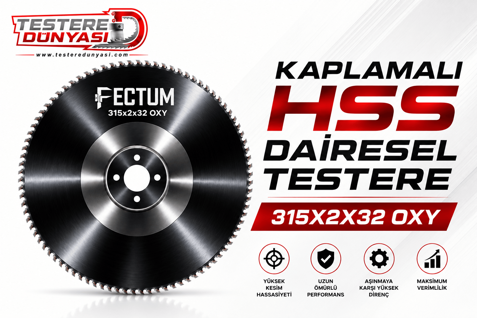 FECTUM KAPLAMALI HSS DAİRE TESTERE 315x2x32 OXY