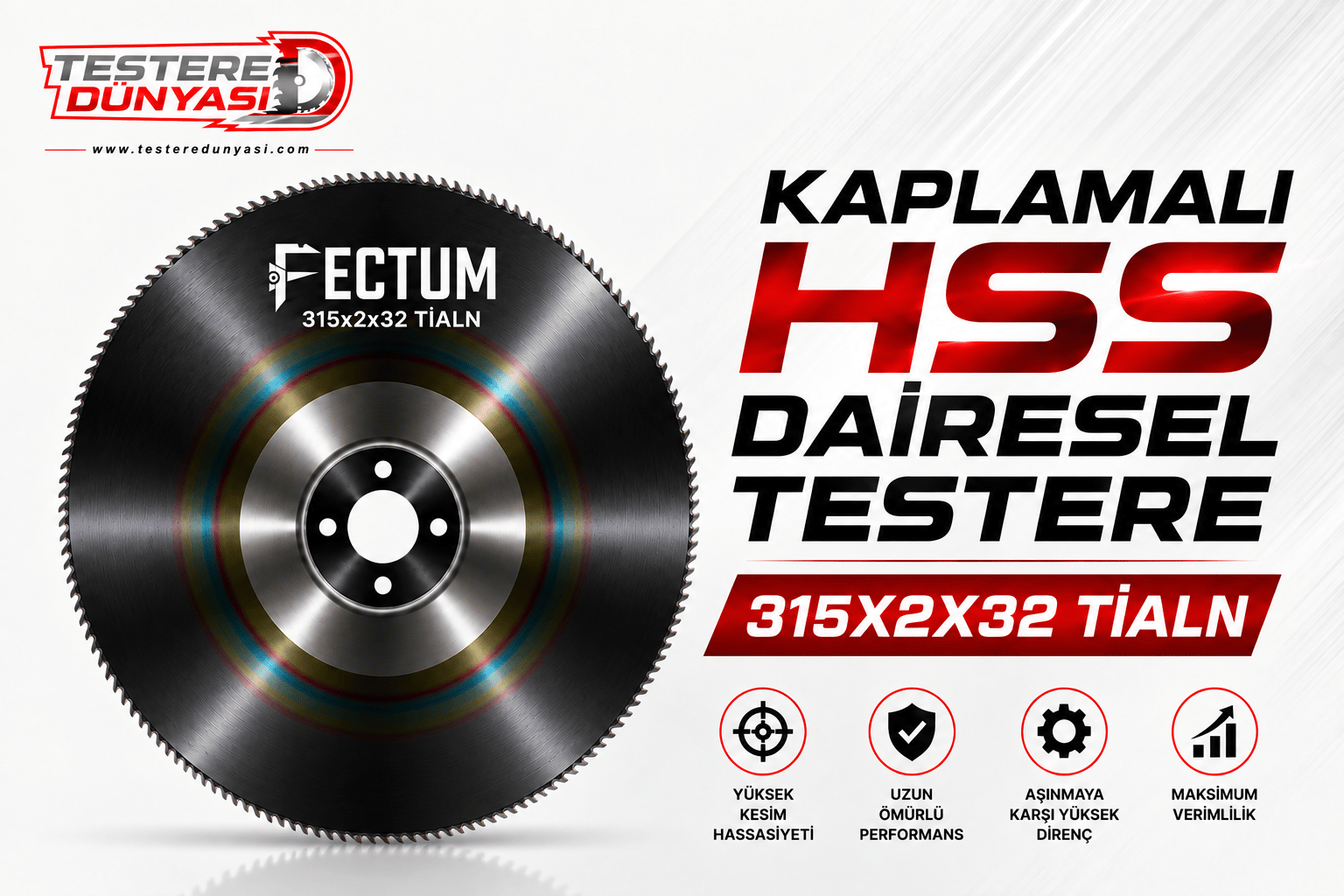 FECTUM KAPLAMALI HSS DAİRE TESTERE 315x2x32 TİALN