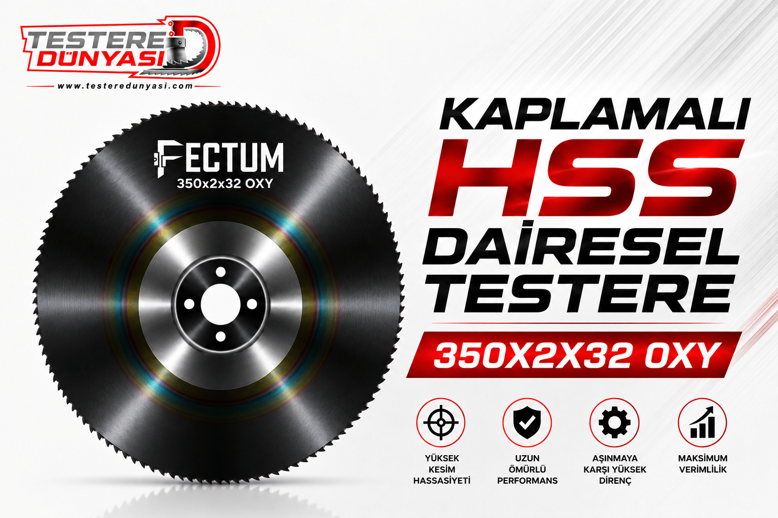 FECTUM KAPLAMALI HSS DAİRE TESTERE 350x2x32 OXY