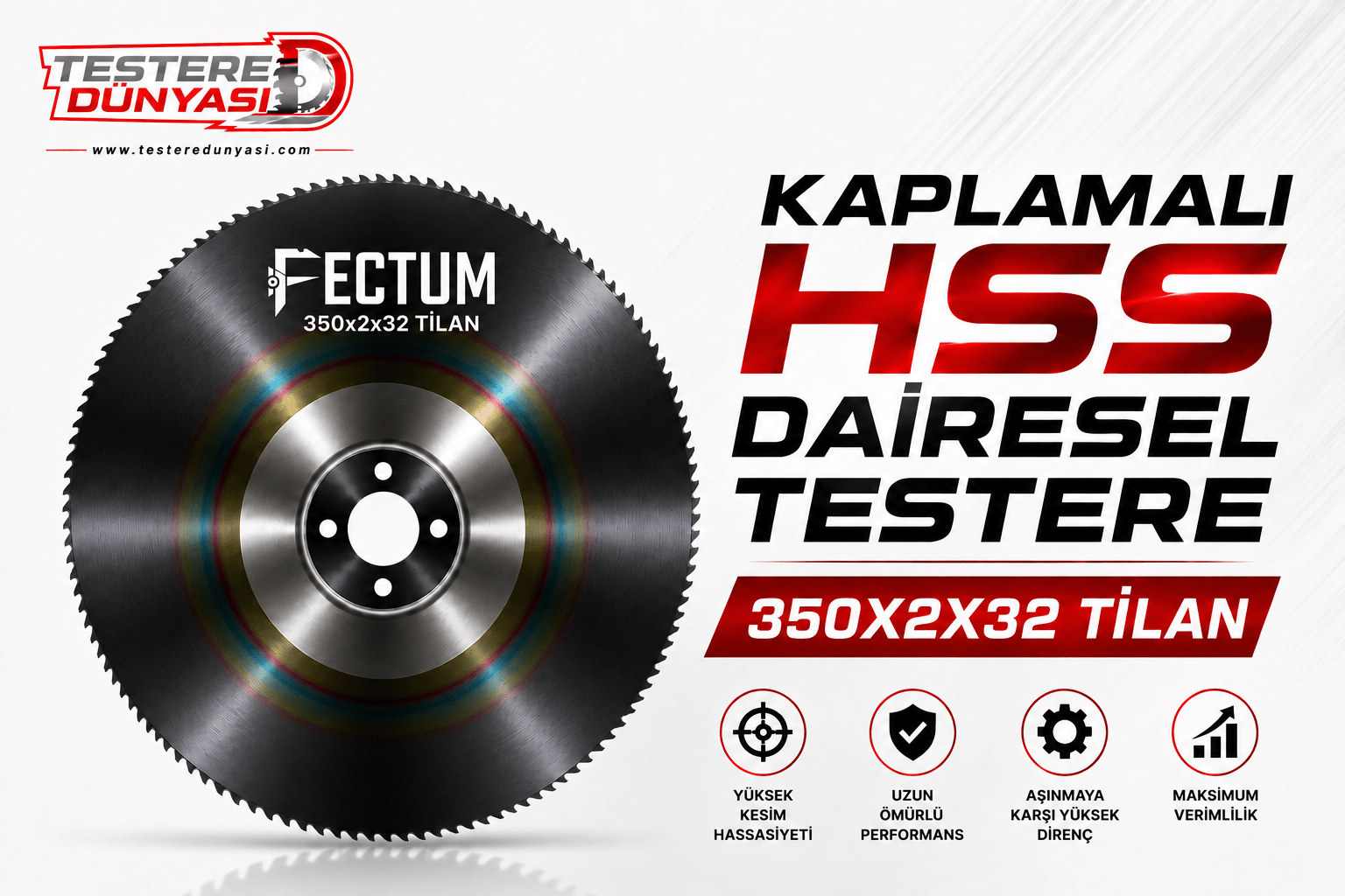 FECTUM KAPLAMALI HSS DAİRE TESTERE 350x2x32 TIALN