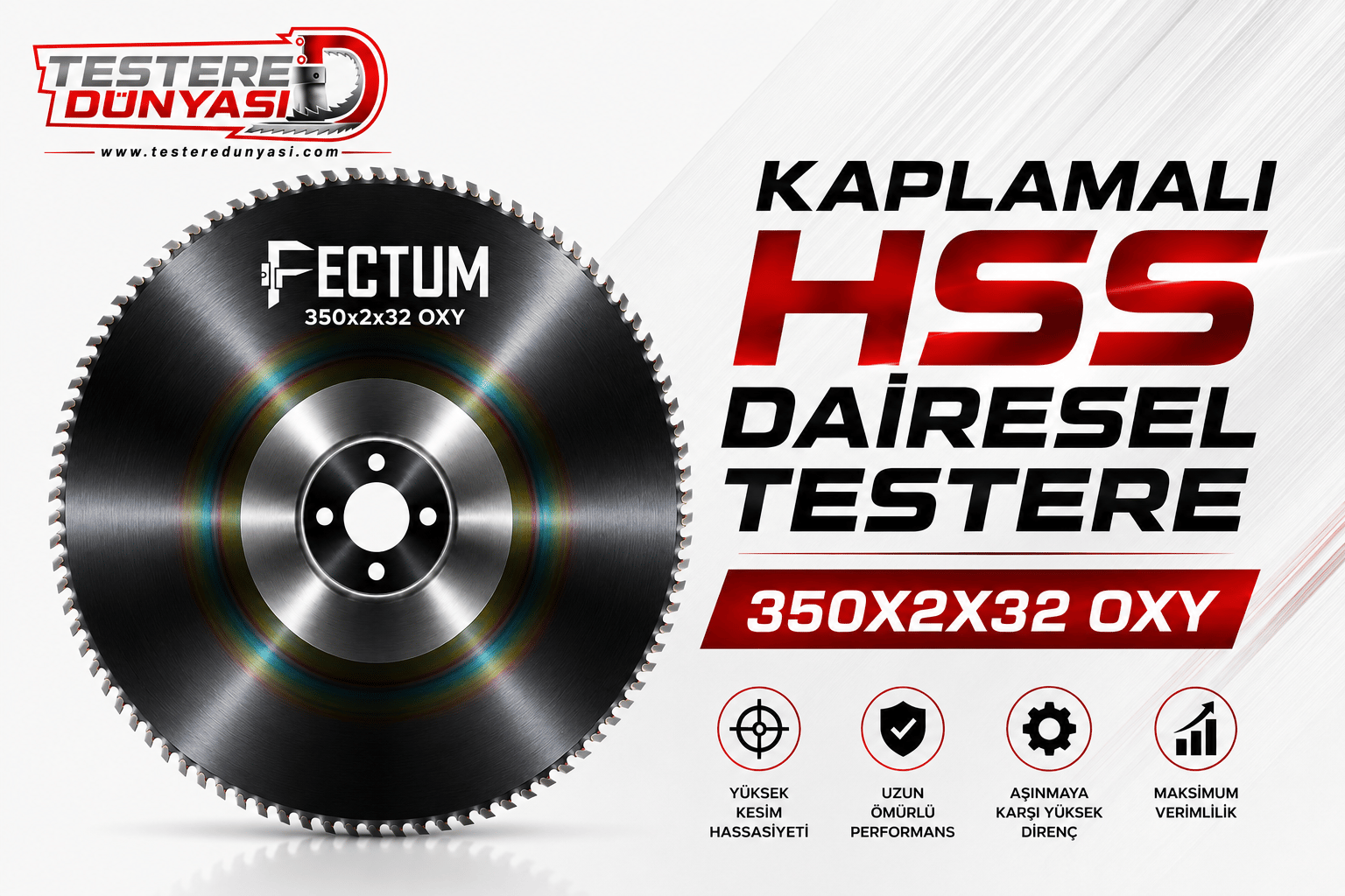 FECTUM KAPLAMALI HSS DAİRE TESTERE 350x2x32 OXY