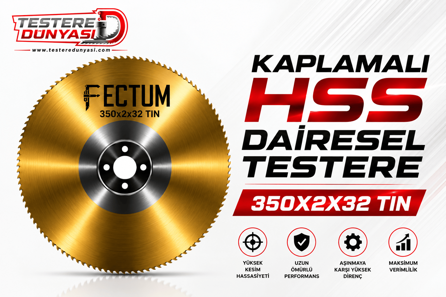 FECTUM KAPLAMALI HSS DAİRE TESTERE 350x2x32 TIN