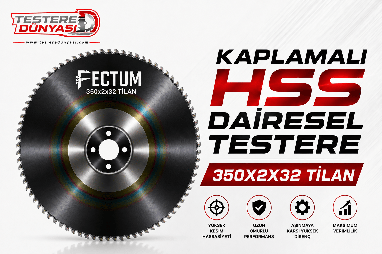 FECTUM KAPLAMALI HSS DAİRE TESTERE 350x2x32 TIALN