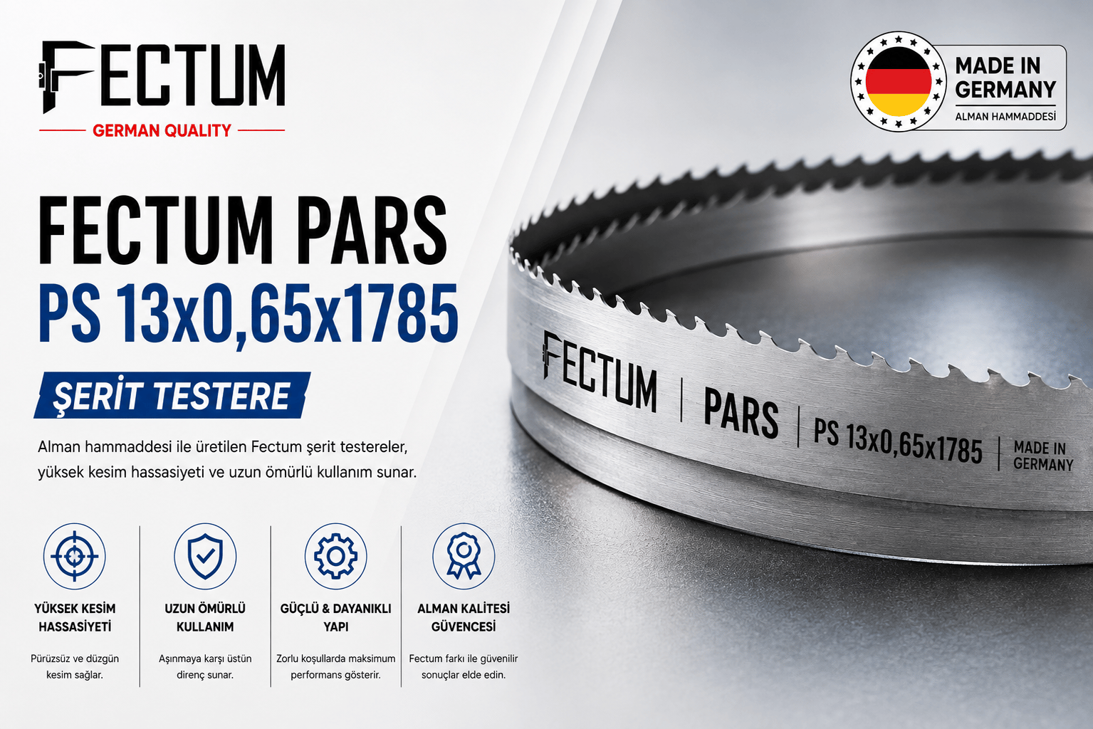 FECTUM PARS GENEL KULLANIM ŞERİT TESTERE PS 13x0,65x1785 10/14