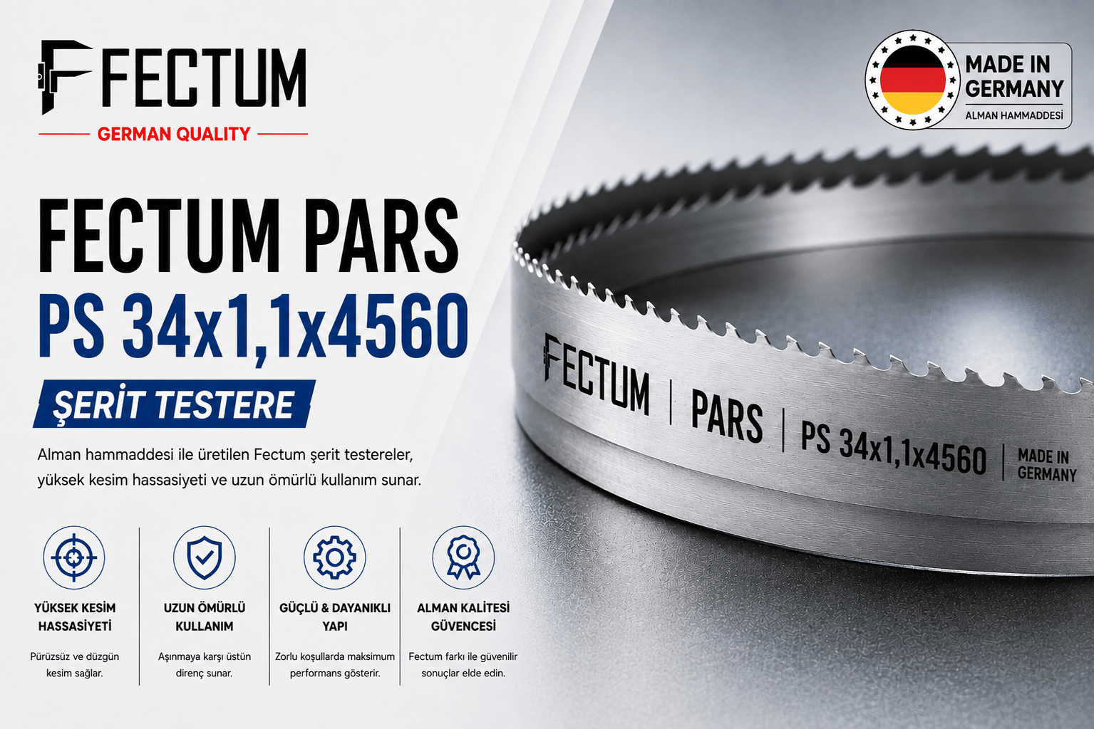 FECTUM PARS GENEL KULLANIM ŞERİT TESTERE PS 34x1,1x4560 3/4