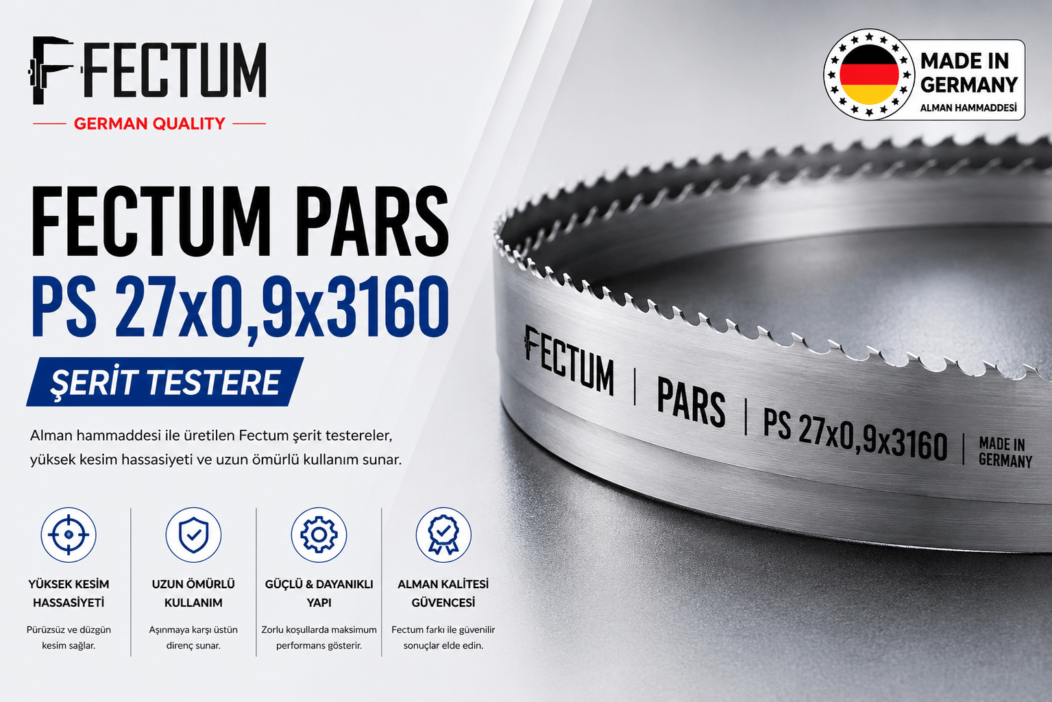 FECTUM PARS GENEL KULLANIM ŞERİT TESTERE PS 27x0,9x3160 3/4
