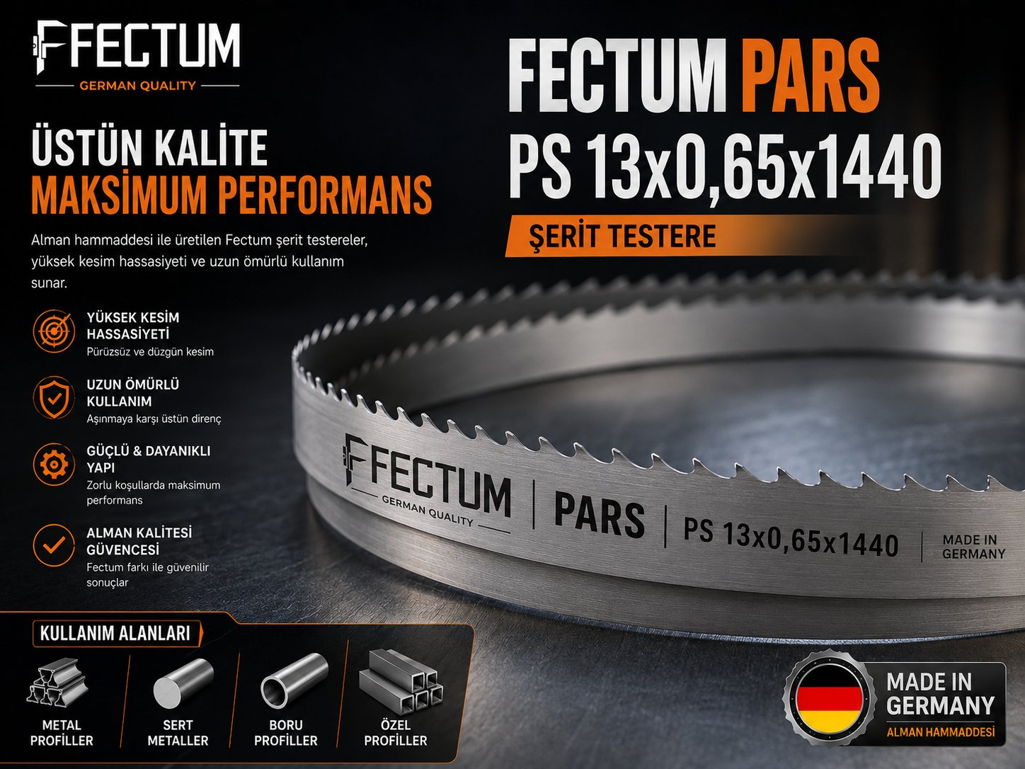 FECTUM PARS PS 13x0,65x1440 Genel Kullanım Şerit Testere