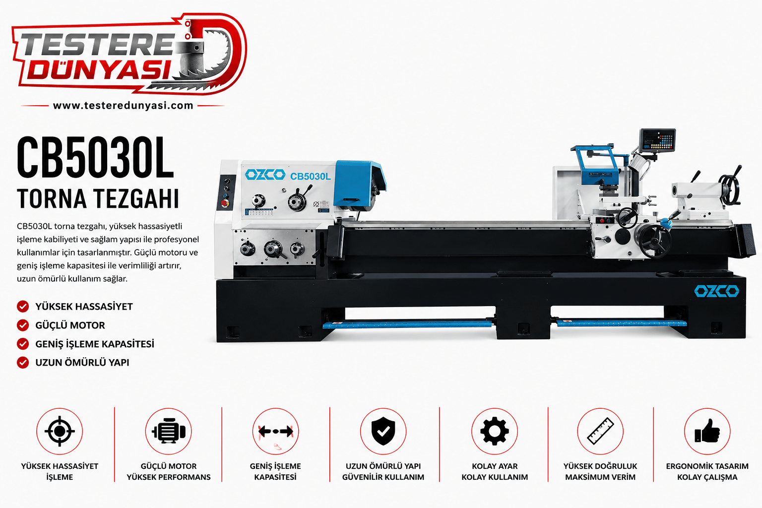 OZCO CB5030 L UNIVERSAL TORNA TEZGAHI