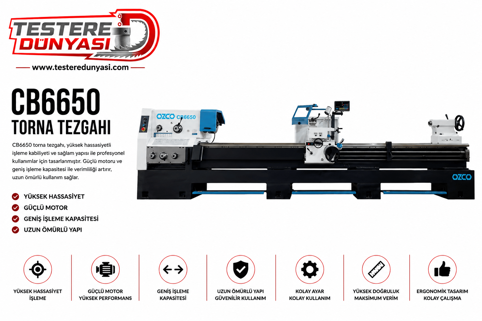 OZCO CB6650 UNIVERSAL TORNA TEZGAHI
