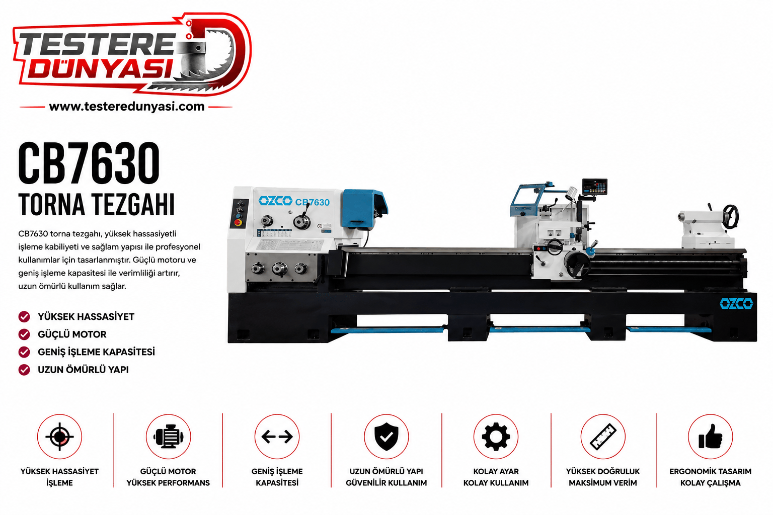OZCO CB7630 UNIVERSAL TORNA TEZGAHI