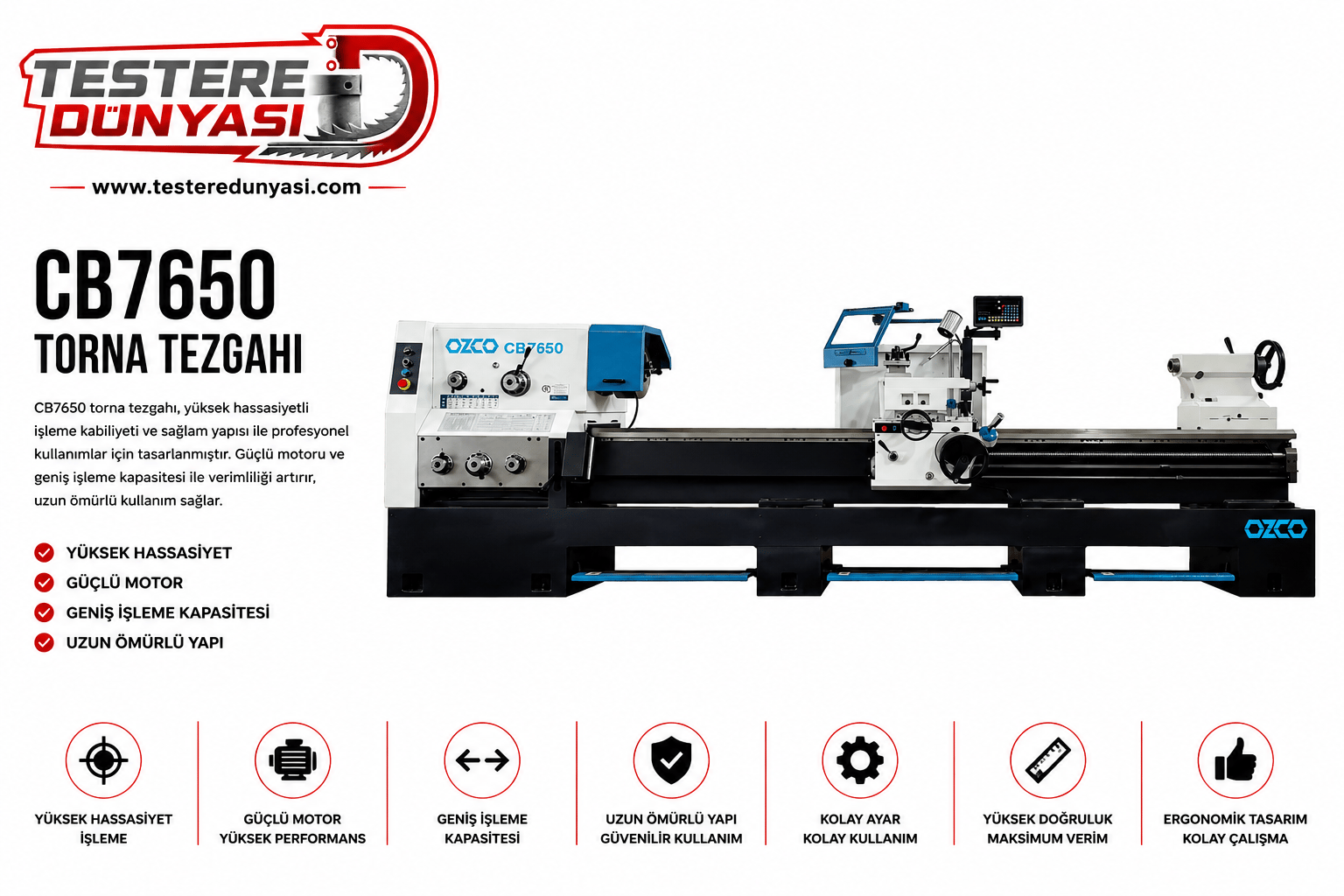OZCO CB7650 UNIVERSAL TORNA TEZGAHI