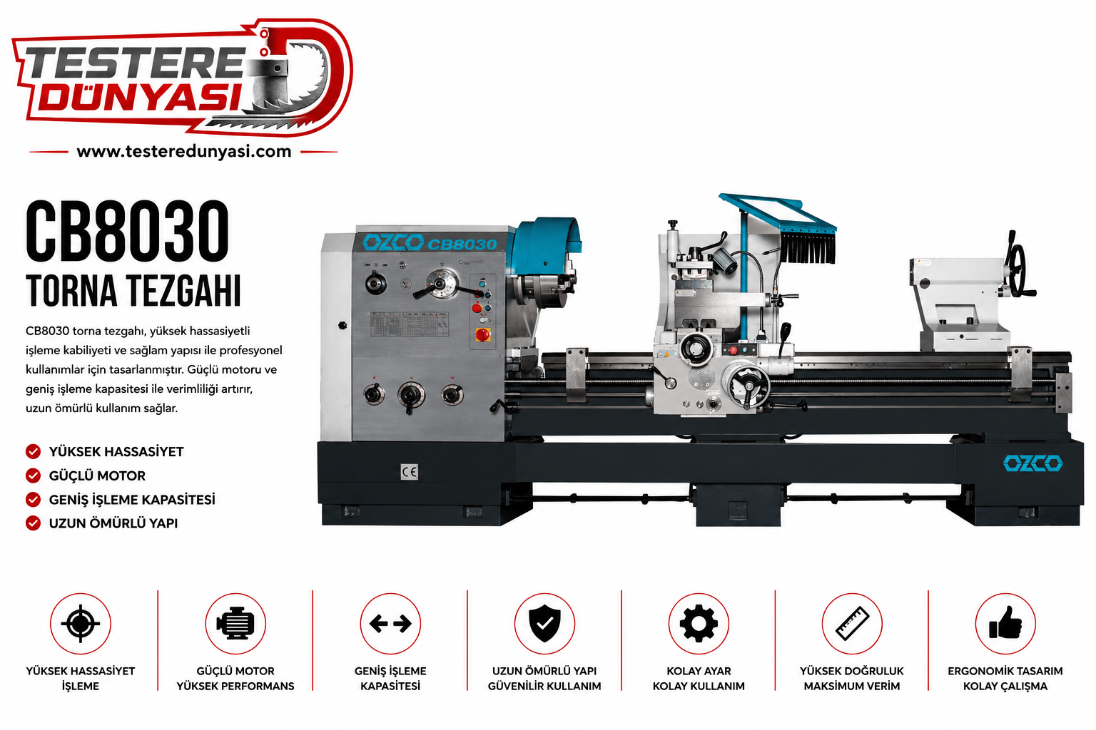OZCO CB8030 UNIVERSAL TORNA TEZGAHI