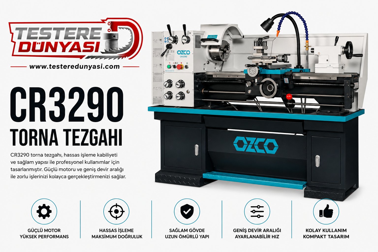 OZCO CR3290 UNİVERSAL TORNA TEZGAHI