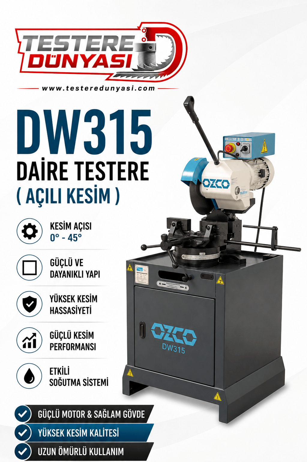 OZCO DW315 DAİRE TESTERE ( AÇILI KESİM )