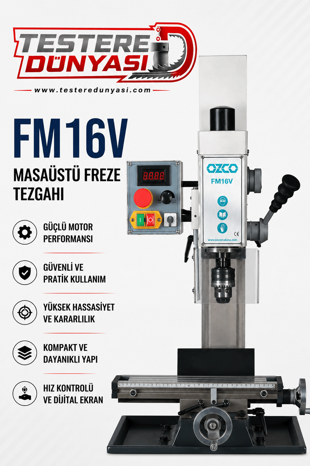 OZCO FM16V MASAÜSTÜ FREZE TEZGAHI