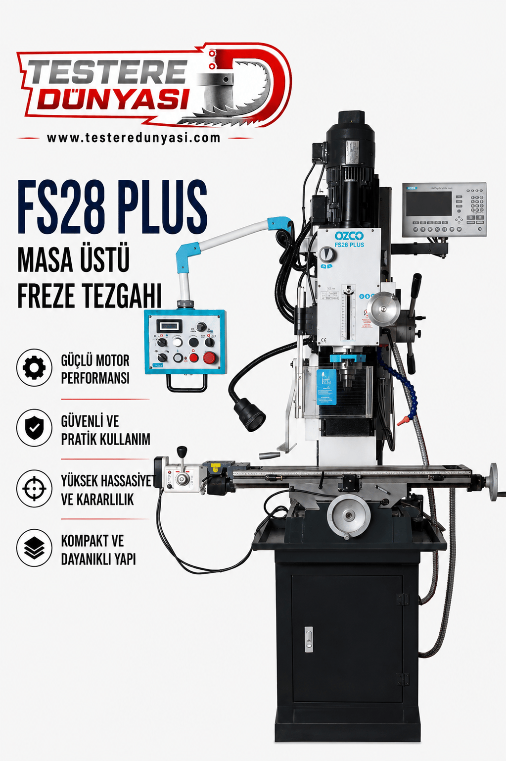 OZCO FS28 PLUS MASA ÜSTÜ FREZE TEZGAHI