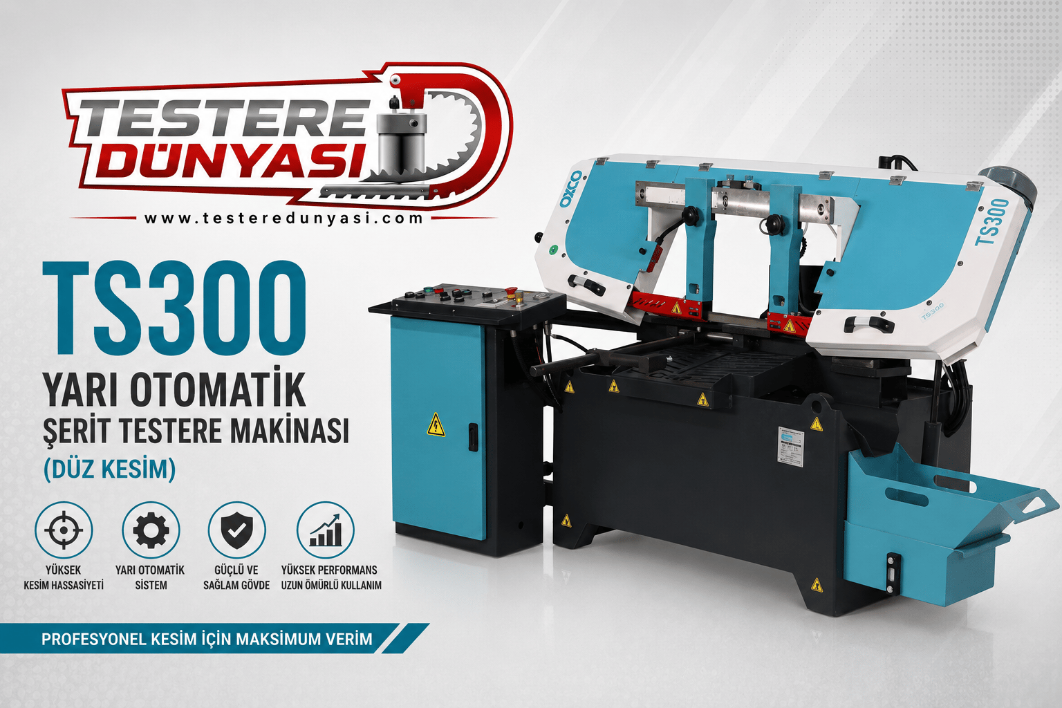 TS300 Yarı Otomatik Şerit Testere (Düz Kesim)