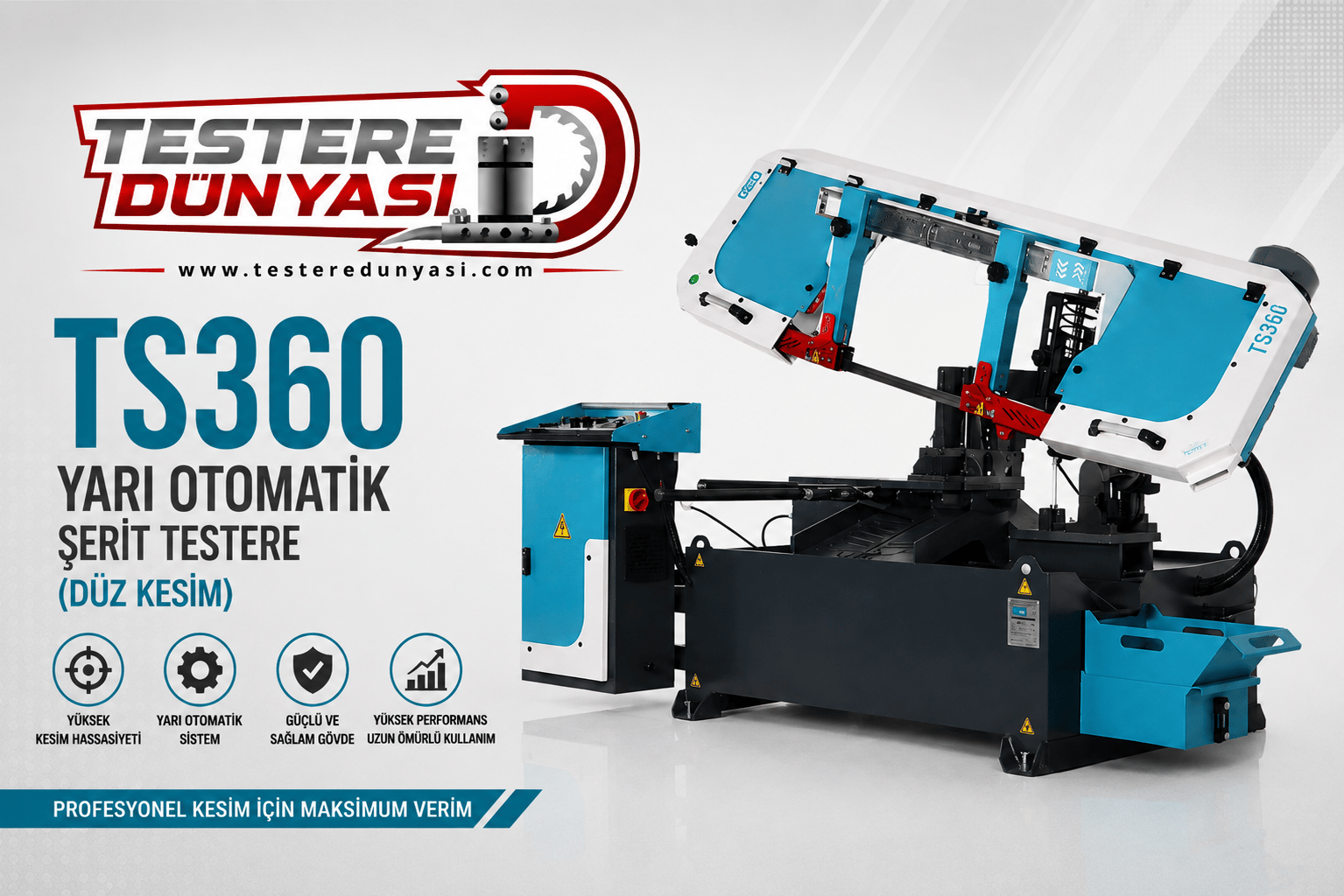 TS360 Yarı Otomatik Şerit Testere (Düz Kesim)