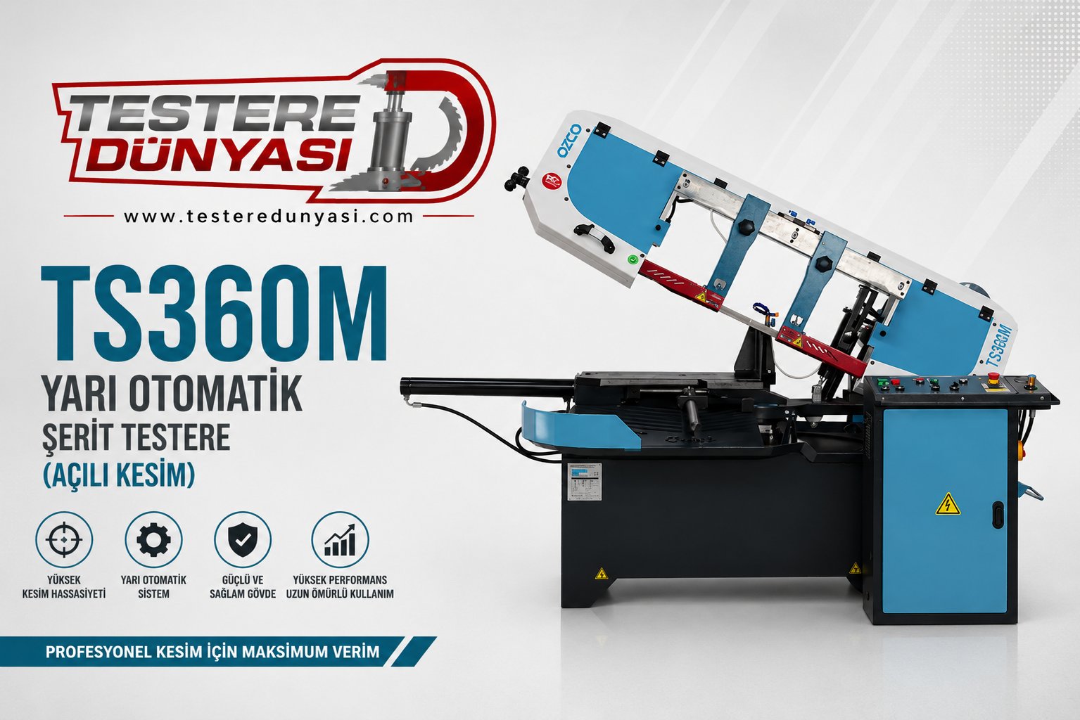 TS360M Yarı Otomatik Şerit Testere (Açılı Kesim)