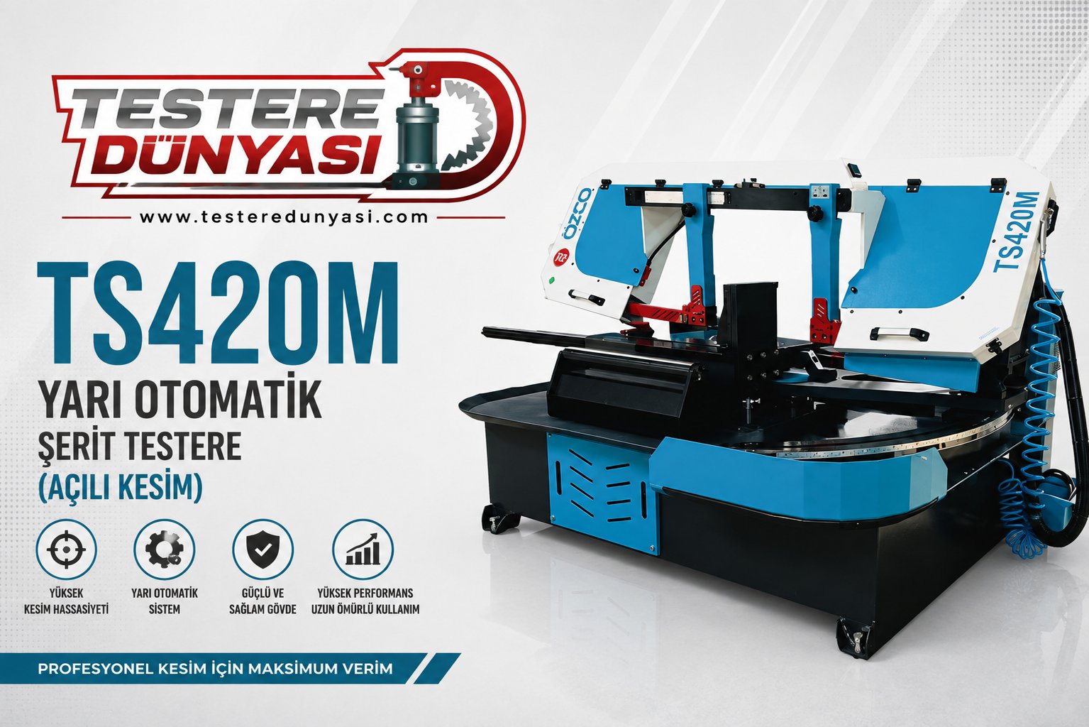 TS420M Yarı Otomatik Şerit Testere (Açılı Kesim)